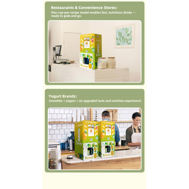 24 Hour Mini Commercial Fruit Smoothie Vending Machine Kiosk, QR Code Payment Supported, OEM Customizable with SDK Interface