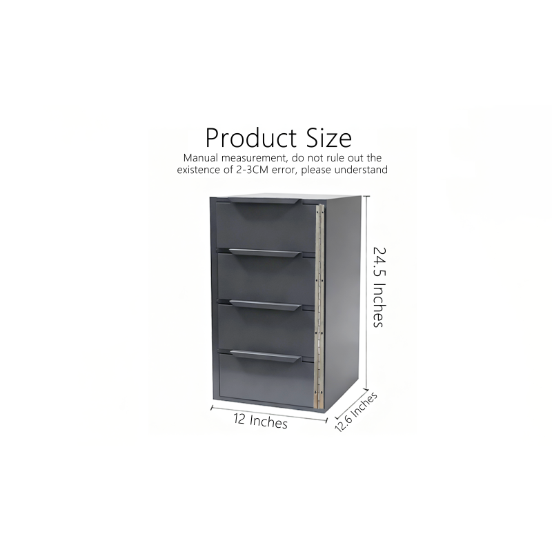 4 Drawer Welded Steel Vertical File Cabinet Gray Security Lock Adjustable Inner Divider Office Garage Storage Chest