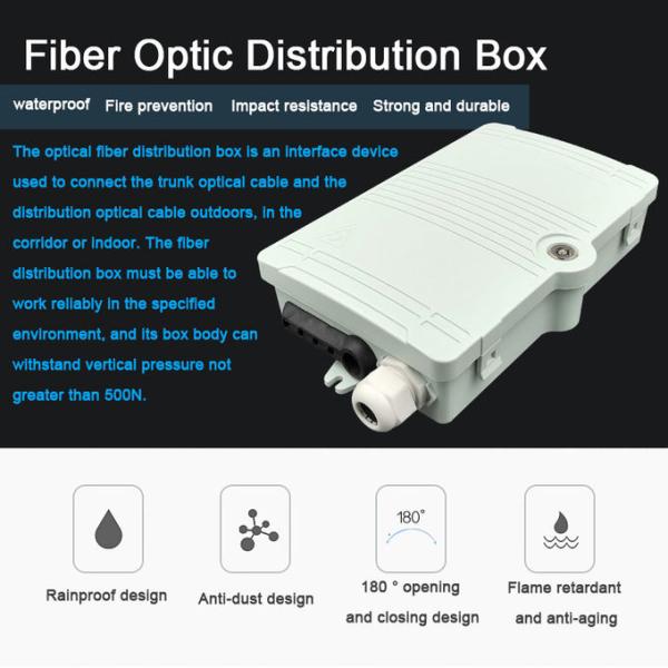 FTTH Splitter Fiber Optical Distribution Box 4 Cores PC ABS Material Wall Mounted
