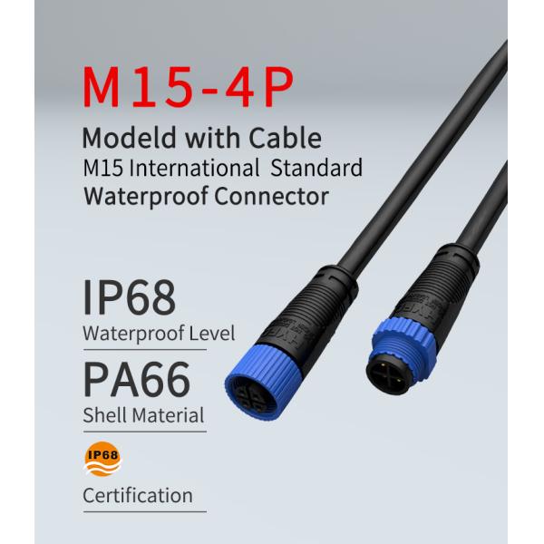 IP68 Male Female Plug 300V M15 4 Pin Waterproof Connector