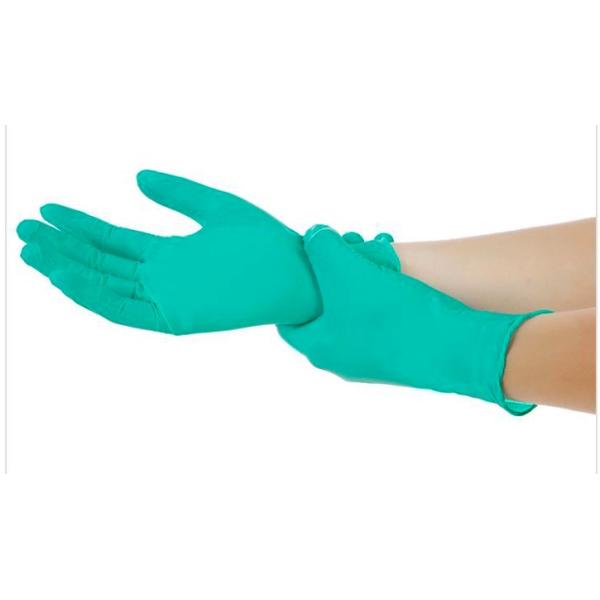 Waterproof Disposable Nitrile Gloves , Textured Green Nitrile Gloves Disposable