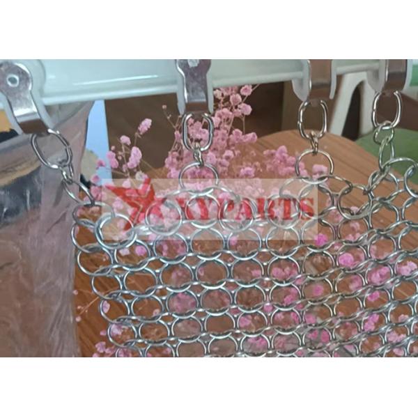 Hanging Frame Electroplating Metal Ring Mesh For Decorative Partition