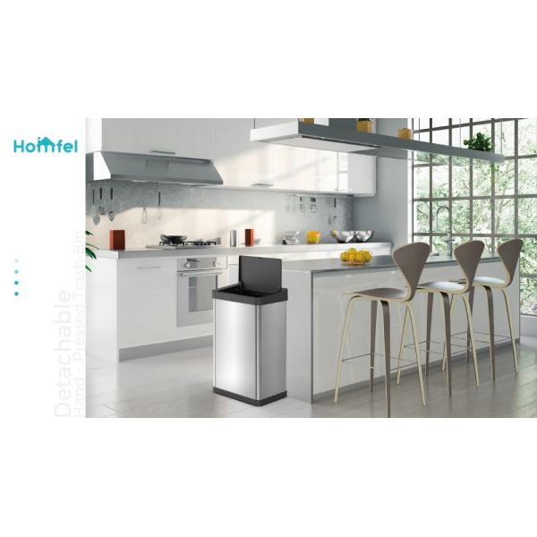 High Capacity Stainless Steel Trash Can 34.2*24.2*57cm Warrior Series 40L with Detachable Hand Press and Rolling Cover