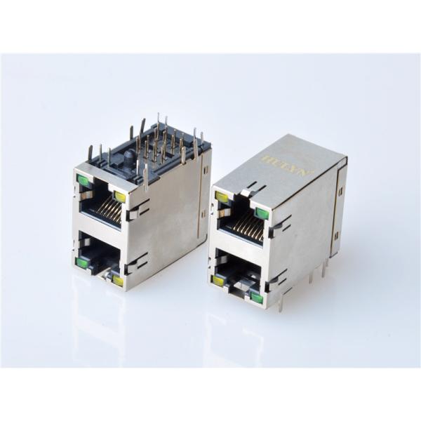 HULYN RJ45Jack, Shielded RJ45 Modular Jack Connector,with LEDs, 2x1 Ports,RJ45 connector LED