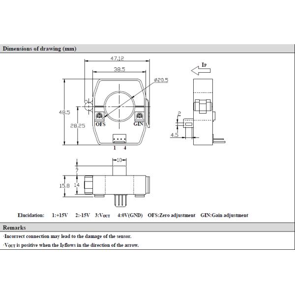 Easy Mounting Hall Effect Current Transducer , AC DC Open Loop Current Sensor