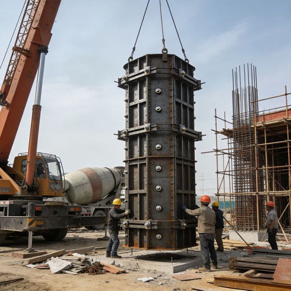 Construction Concrete Column Steel Formwork Custom Adjustable Reusable