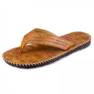 China Popular PU Leather Flip Flop Sandals Open Toe Breathable Slides SW191031 on sale