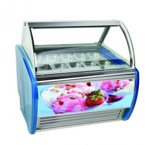 China Commercial Double Row 10 Pans Ice Cream Display Freezer on sale