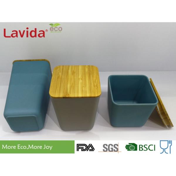 Biodegradable Natural Bamboo Fiber Storage Box , Food Storage Containers With Lid Wooden Lid