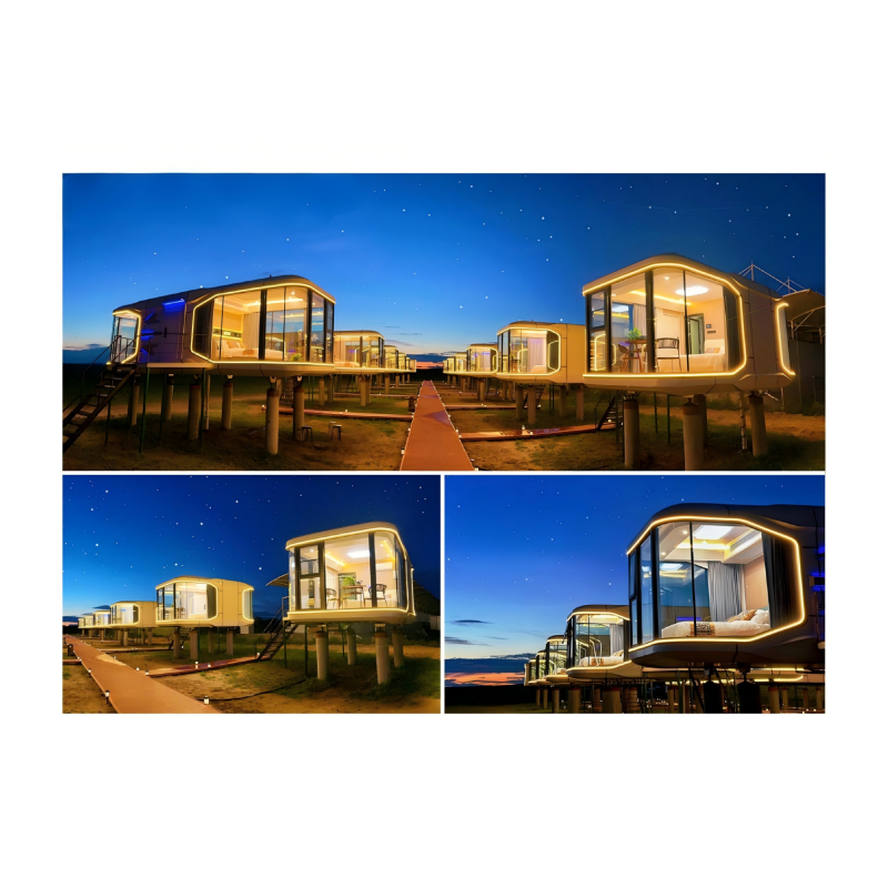 Luxury Modular Tiny Home with Galvanized Steel Frame, Panoramic Glass Design, and Smart Living System