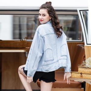 China Spring Summer Sequin Nail Bead Loose Denim Jacket For Women on sale