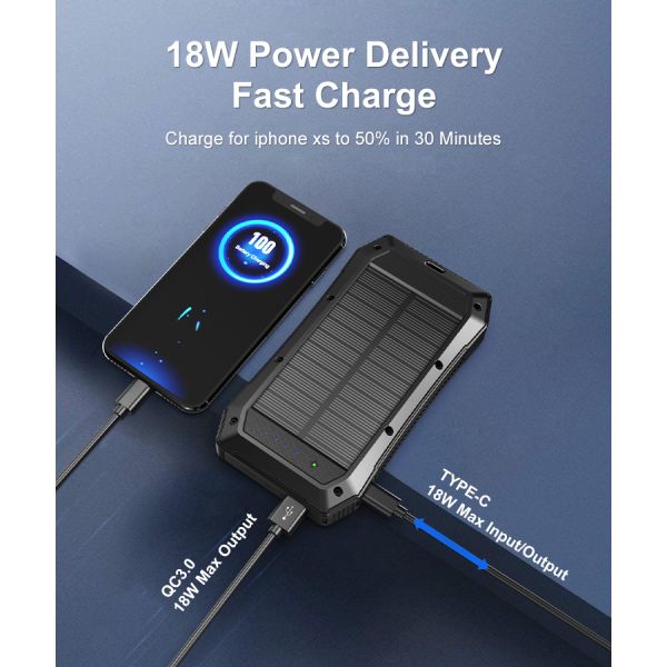 Dual USB Waterproof Solar Power Bank