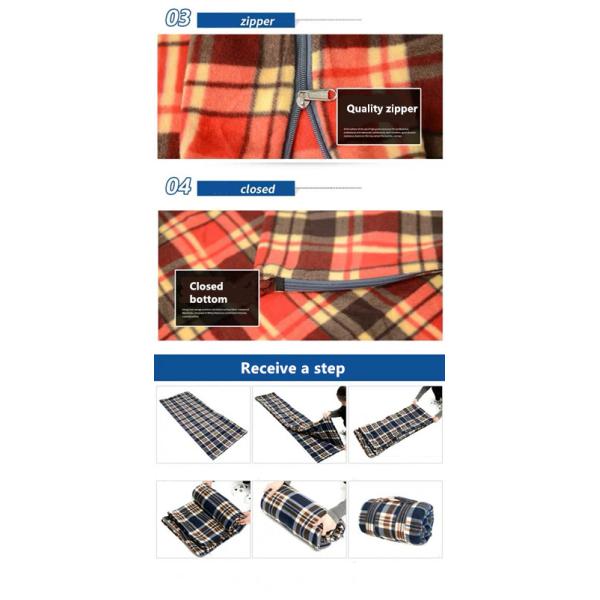 Portable Light Sleeping Bag Liner Solid Color / Plaid Pattern Optional