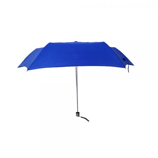 Quality Blue Color Mini Travel Three Fold Umbrella Round Platic Handle No Print for sale