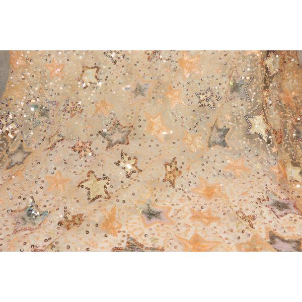 Multipatterned Bridal Lace Fabrics , Breathable Luminous Sequin Lace Fabric