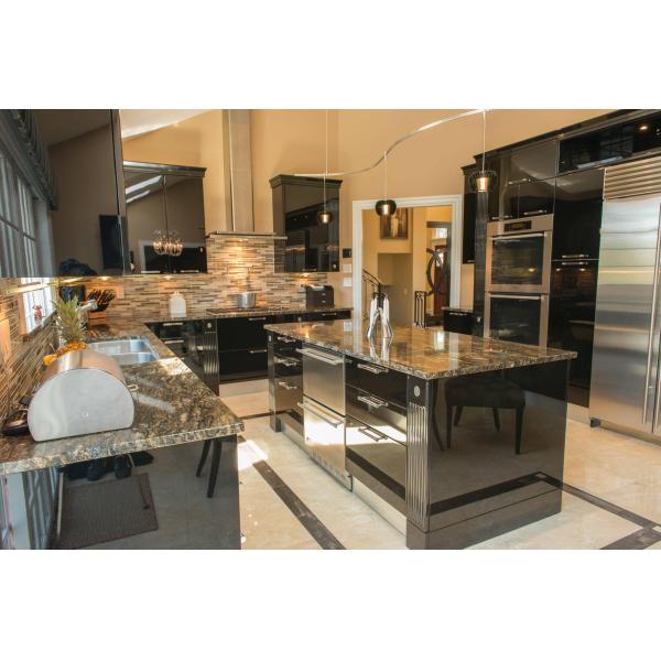 Quartz Stone Countertop Glass Hanging Black Pvc Kitchen Cabinet Highly by Buyers