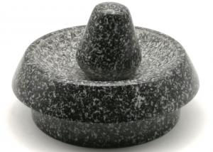 China Round Stone Mortar With Pestle Set Natural Marble Granite For Kitchen on sale