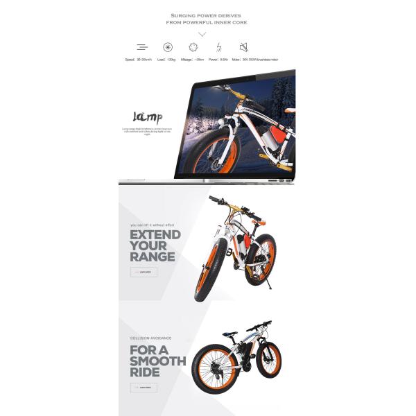 48v Electric Mountain Bike , Front Disc Brake Electric Powered Bicycle Brushless Motor