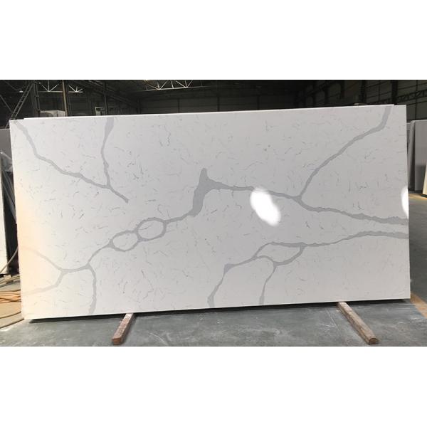 Polished Surface Calacatta Quartz Slab , Kitchen Calacatta Quartz Countertops
