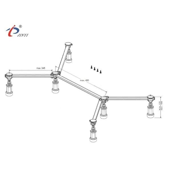 6 Point 75x75cm Quarter Circle Pentagonal Shower Tray Support Legs
