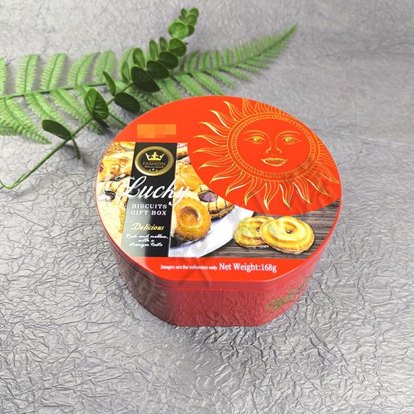 Touristic Large Christmas Tin Box for Gift Candy Cookie Round Metal Cake Bulks With Lid