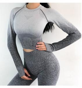 China Ombre Seamless Women's Yoga Apparel / Women Gym Clothing Gradient Leggings+Long sleeve Top on sale