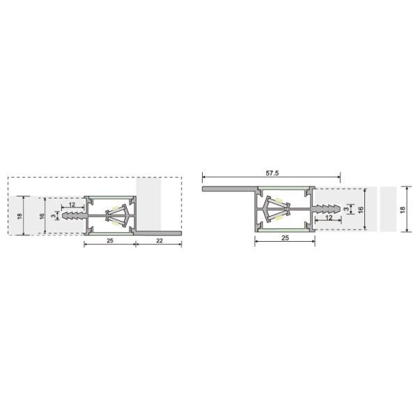 A2700 Support Dimmer Board Light 1000*57.5*19mm DC12V 7.5W/M*2 Color Temperature 3000K
