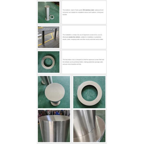 201 304 316 Stainless Steel Traffic Fixed Bollard With Decorative Cover Custom Thickness