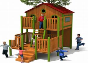 China Small Wooden Playground Set Little Wooden Playhouse With Slide Toddler on sale