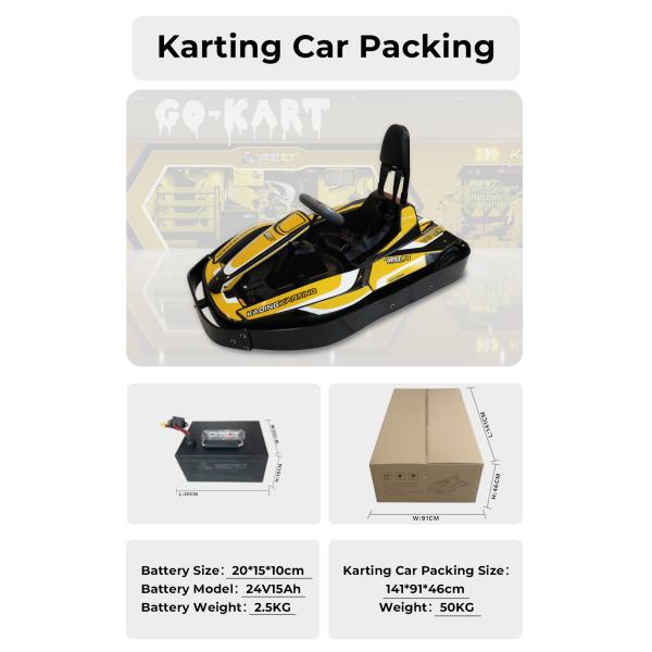 40Km/H Brushless Motor Battery Kiddie Rides Machine Electric Gokarts Yellow Black