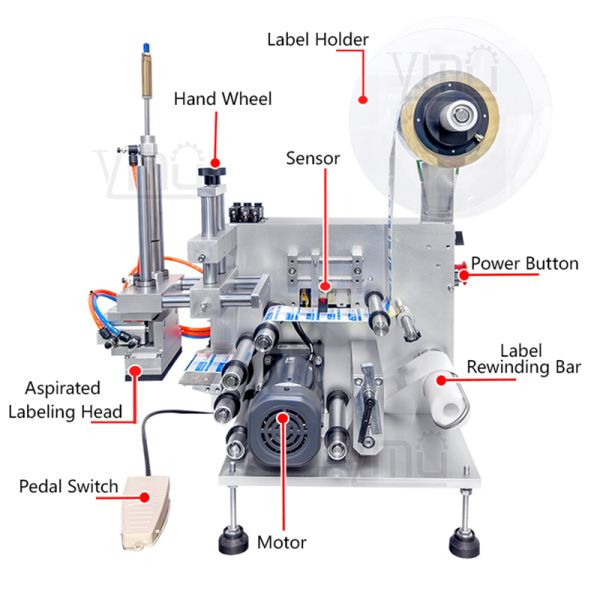 Tabletop Pneumatic Coffee Bag Labeling Machine Applicator Small Semi Automatic