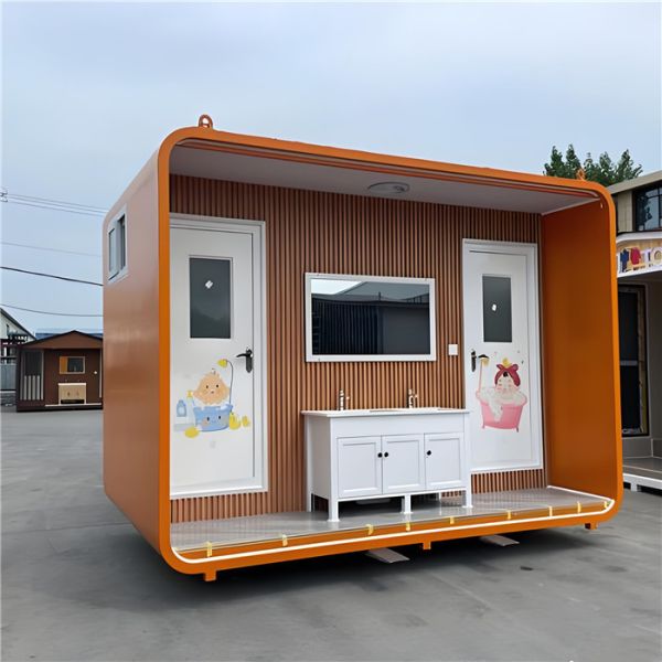 Mobile Modular Portable Toilet Container with Robust Steel Components