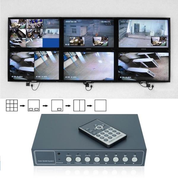 Professional 4 Channel CCTV Color Quad Processor 8Ch NTSC PAL HD Screen Splitter