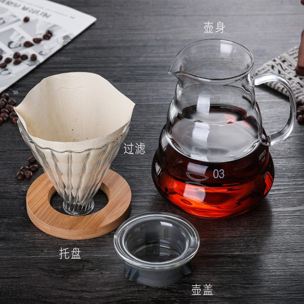 Handmade Essential Barista Tools Borosilicate Glass Coffee Maker With Glass Funnel Filter