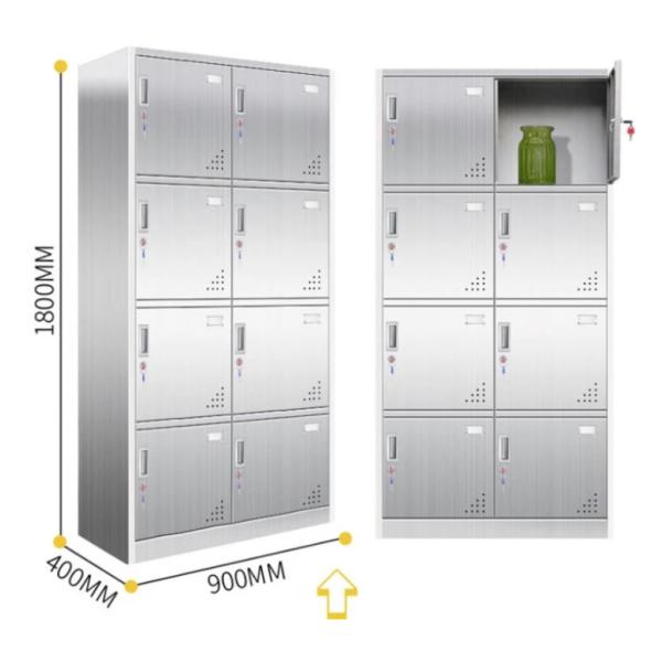 Key Lock 8 Doors Stainless Steel Medicine Display Cabinet Big Capacity Environmentally Friendly
