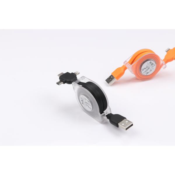 Solid Durable Retractable USB Data Extension Cable 3 In 1 TPE UV Material 5V 2.1A