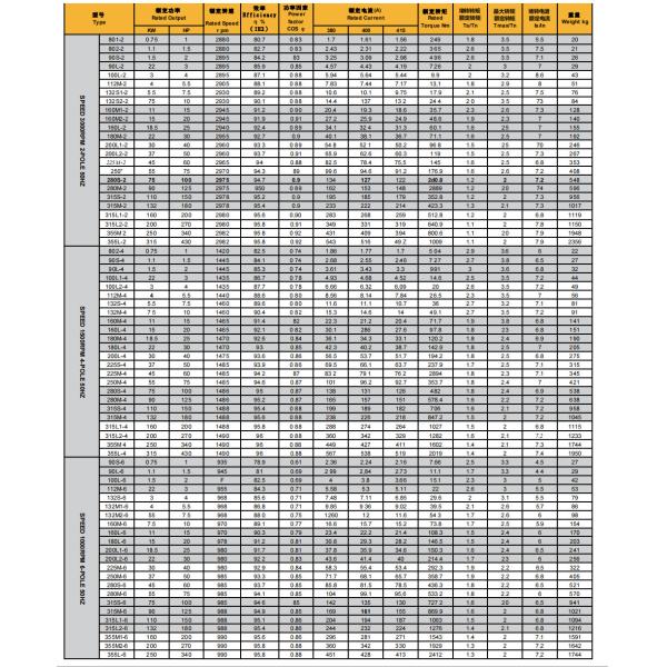 Three-Phase Asynchronous Inverter Motors YE3 YE4 Vertical Horizontal