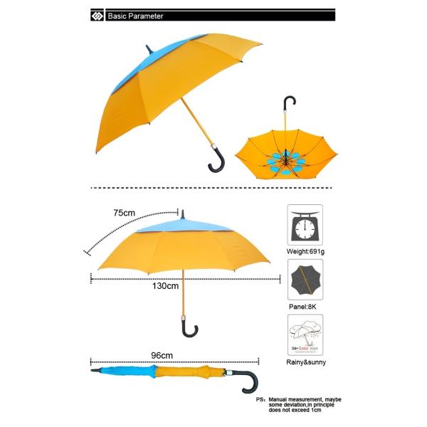 Custom Air Vented Orange Folding Golf Umbrella With Durable Net Inside