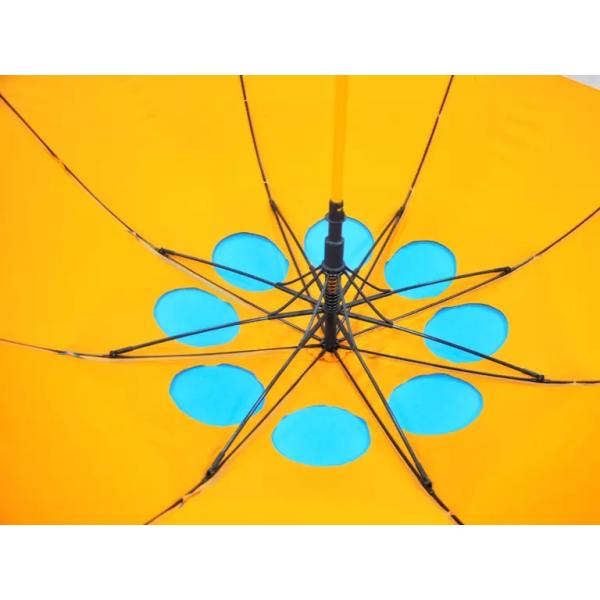 Custom Air Vented Orange Folding Golf Umbrella With Durable Net Inside