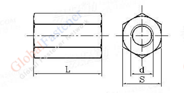 Mild Steel Hex Head Nuts Long Hexagon Coupling Nuts M6 - M36 For Building