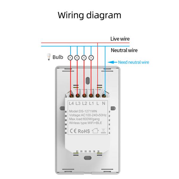 802.11B/G/N Tuya Wifi Dimmer Metal Frame Tuya Smart Dimmer Switch WIFI BLE