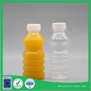 China 330 ml PP clear plastic drinking bottles with lid in plastic juice bottles round bottles on sale