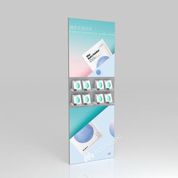 GDR01-BZ-04 Retail Display Column with Grey Melamine and 40 Adjustable Hooks for Cosmetics Retail