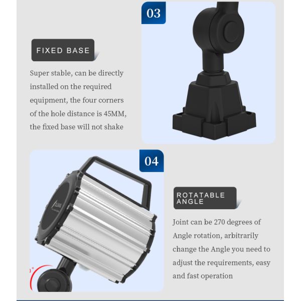 IP65 LED CNC Machine Work Light 9W 50000Hrs All Aluminum Industrial Machine Lamp For Milling EDM Grinding Machine