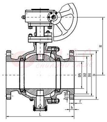 API Cast Soft Seated Ball Valve WCB Trunnion Ball Valve 600LB Full Port 2PC Body Gear Operated