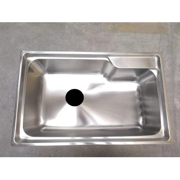 One Piece Rectangular Polished Stainless Steel Single Bowl Sink