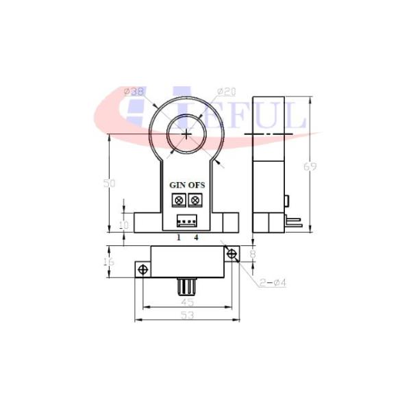 Black Open Loop Current Transmitter For Measuring AC Signal Current