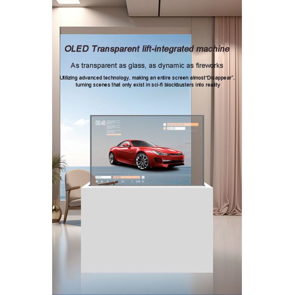 55 Inch Floor Standing See-Through Transparent OLED Lifting All-in-One TV Interactive Touchscreen Display