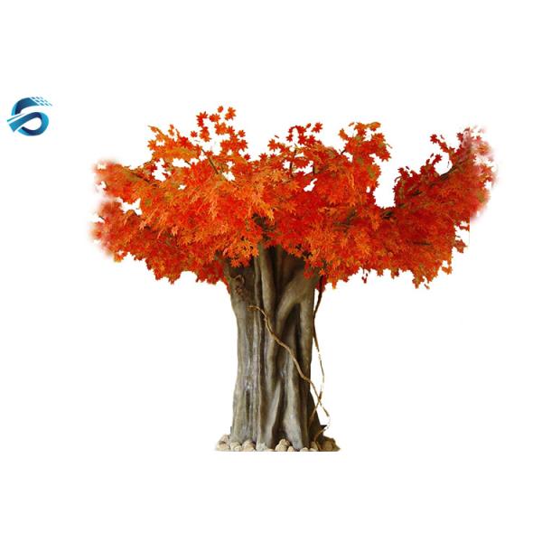 Ornamental Artificial Maple Tree , Realistic Faux Trees Steel Panel Material