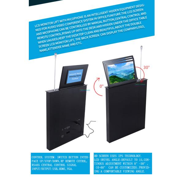 Dual Screen Paperless Conference Motorized Monitor Lift System Aluminum Brushed